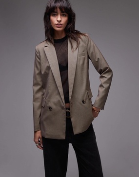 Mango oversized plaid blazer in brown