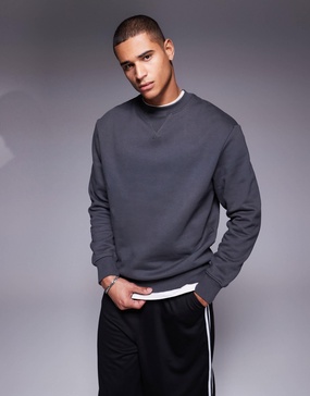 ASOS DESIGN premium heavyweight oversized sweatshirt in washed black