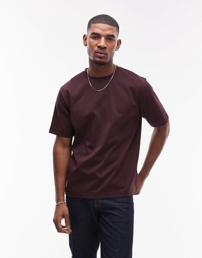 ARKET heavy interlock jersey oversized T-shirt in burgundy