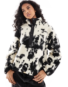 ONLY button down borg fleece in cow print