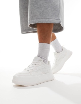 ASOS DESIGN lace up sneakers in white with chunky sole