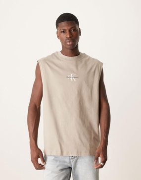 Calvin Klein Jeans monologo tank top in stone