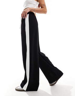 ASOS DESIGN pull-on pants with contrast panel in black