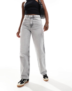 Bershka comfort fit mom jeans in gray
