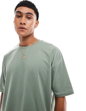 ASOS DESIGN oversized t-shirt with cartoon back print in green