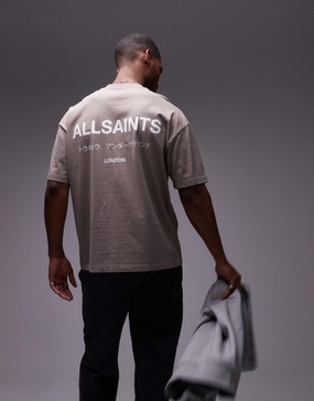 AllSaints Underground oversized t-shirt in brown