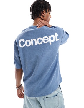Bershka concept back printed t-shirt in light gray