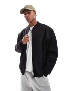 ASOS DESIGN oversized scuba bomber jacket in black
