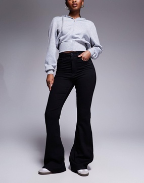 ASOS DESIGN sculpting super stretch flare jeans in black