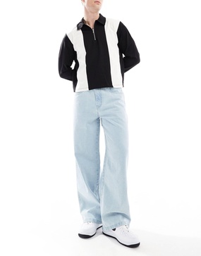 Another Influence wide leg denim jeans in bleached blue