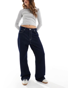 Bershka baggy wide leg jeans in indigo wash