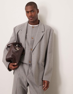 ASOS DESIGN slouchy oversized suit jacket in light gray felt