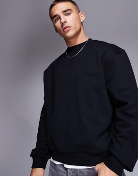 ASOS DESIGN premium heavyweight boxy oversized sweatshirt 400gsm in black