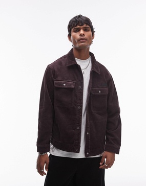 AllSaints Castleford cord jacket in deep purple