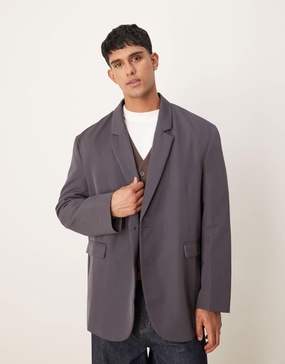 ASOS DESIGN slouchy oversized blazer in charcoal