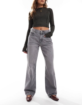 Bershka high waist 90s wide leg jeans in washed gray