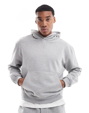 ASOS DESIGN premium 400gsm heavyweight boxy oversized hoodie in washed gray