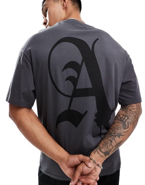 ADPT oversized T-shirt with A backprint in gray