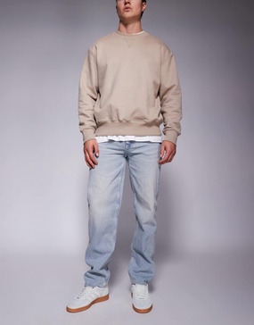 ASOS DESIGN straight leg jeans in light wash blue