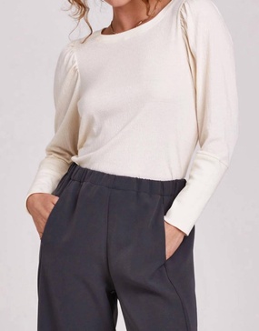 puff long sleeve top in cream