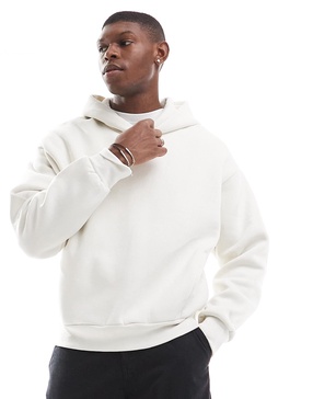 Bershka boxy tonal back print hoodie in white