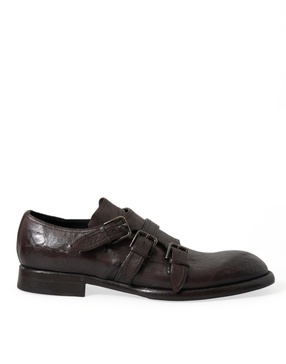 dolce & gabbana elegant triple buckle leather dress men's shoes