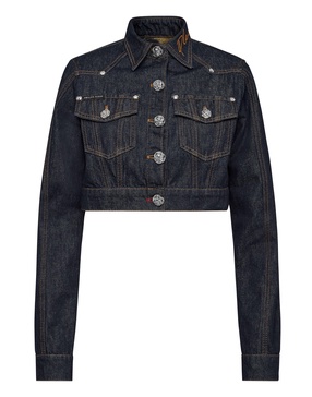 denim cropped jacket chains