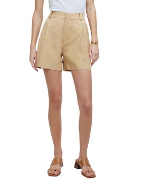harlow short in drapey twill in tan