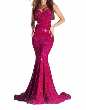 mermaid prom dress in magenta