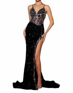 full-length maxi dress in black