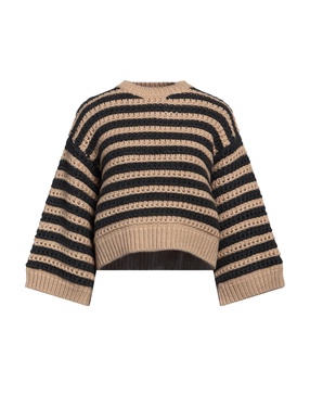 Striped wool, cashmere, and silk sweater