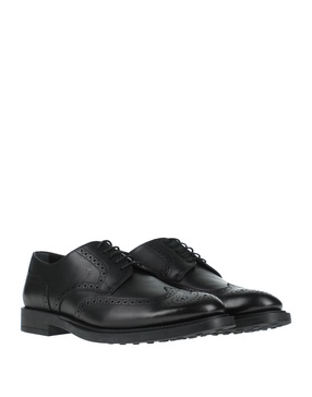 Black Perforated Boots with Lace-up Closure