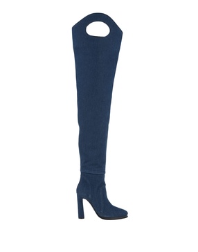 Burberry Wader Porthole Detail Topstitched Denim Boot