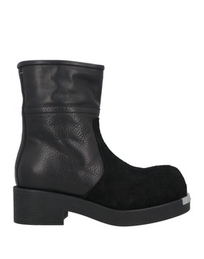 Leather and suede ankle boots