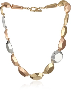 Adrienne Vittadini "Modern Metals" Multi-Tone Faceted Necklace