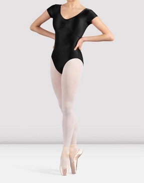 mirella black glow cap sleeve leotard