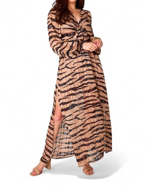 desirae long sleeve maxi dress in stampede