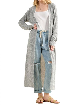 revolves around you duster in heather grey