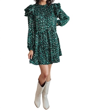right as rain ruffle detail dress in forest