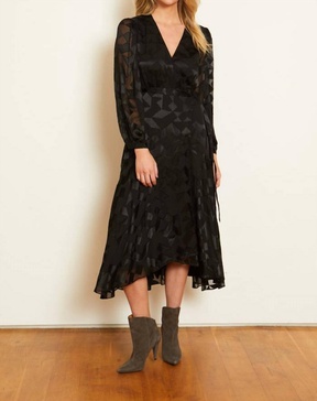 moon maxi dress in black geo burnout