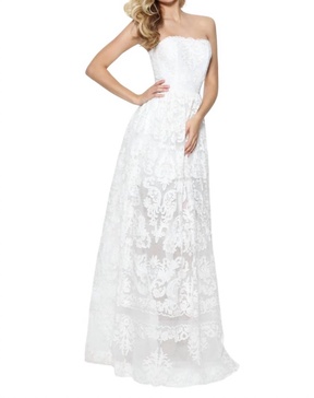 strapless long prom dress in ivory