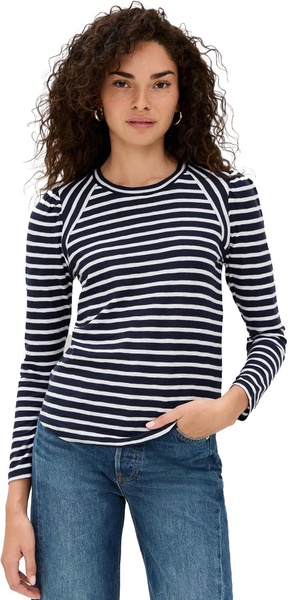 women's mason baseball tee, navy/white