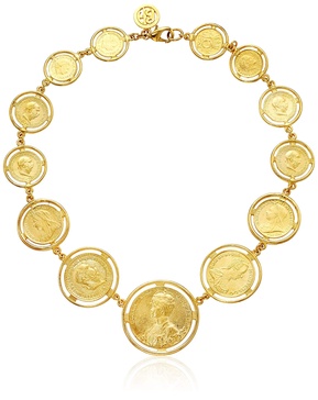 Ben-Amun "Moroccan Coins" Gold Necklace, Long Gold Jewelry, Vintage, Handmade Jewels for Women, Made in New York