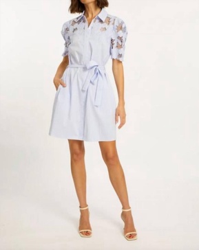 clarette dress in blue micro stripe