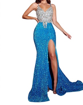 shimmering two tone dress in blue silver