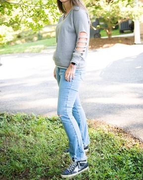 cashmere fleece vented long sleeve raglan pullover in heather grey