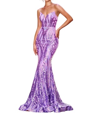 embellished strapless dress in lilac