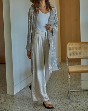 shimmer swing cardigan in grey