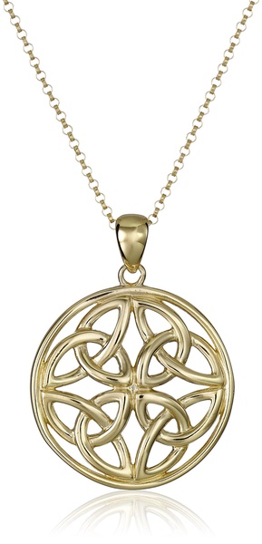Amazon Essentials .925 Sterling Silver Celtic Pendant Necklace for Women, 18" Rolo Chain, Hypoallergenic Women's Jewelry