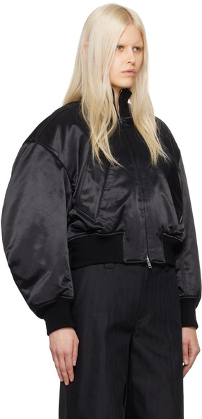 Black satin blend bomber